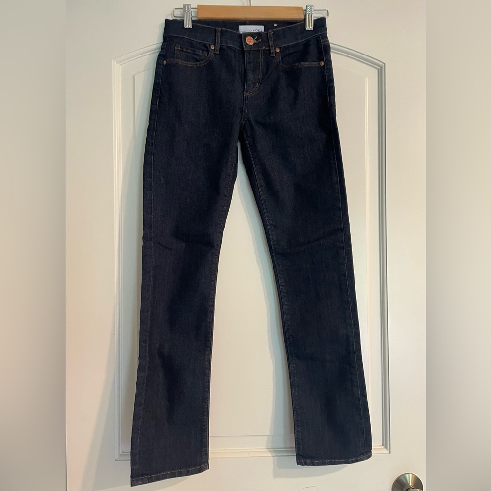Loft Dark Wash Modern Straight-Leg Jeans Size 25